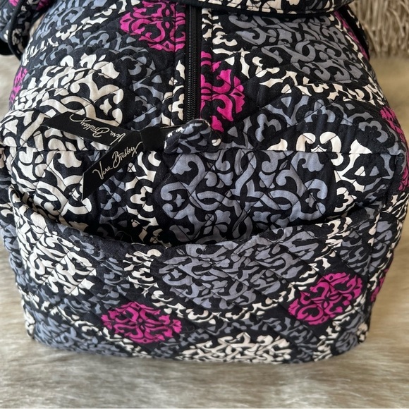 VERA BRADLEY Canterberry Magenta XL Duffle Bag Black Hot Pink 2013 Travel - Picture 6 of 14